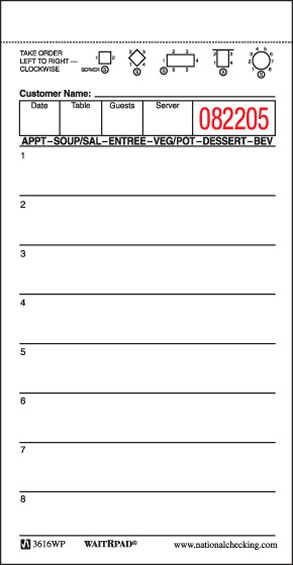 Wait Pad, 1 Part, 8 Line White