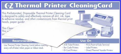 2.5" x 6" Thermal Printer Cleaning Cards