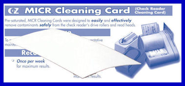 MICR/Check Reader Cleaning Cards